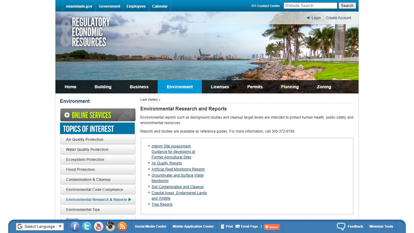 Environmental Research and Reports - Miami-Dade County